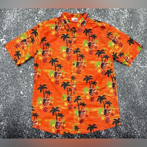 MLB Other - Baltimore Orioles MLB Hawaiian Shirt Orange Short Sleeve Button Up Men's XL